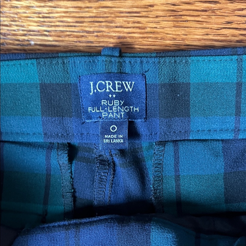 J. Crew Women's Blue and Green Plaid Straight Leg Pants - Picture 2 of 3